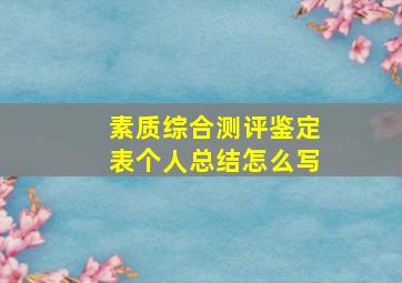 素质综合测评鉴定表个人总结怎么写