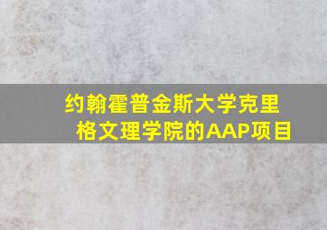 约翰霍普金斯大学克里格文理学院的AAP项目