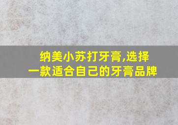 纳美小苏打牙膏,选择一款适合自己的牙膏品牌