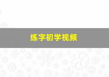 练字初学视频