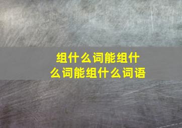 组什么词能组什么词能组什么词语