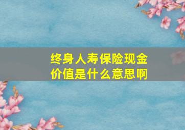 终身人寿保险现金价值是什么意思啊