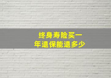 终身寿险买一年退保能退多少