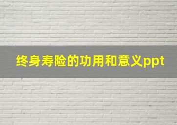 终身寿险的功用和意义ppt