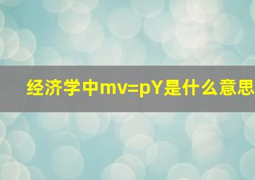 经济学中mv=pY是什么意思