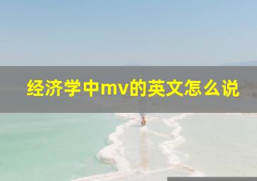 经济学中mv的英文怎么说