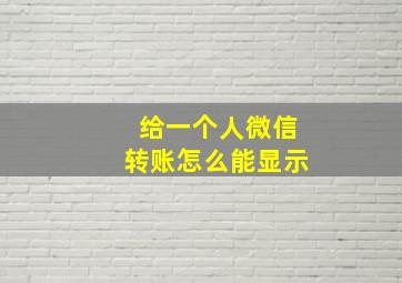 给一个人微信转账怎么能显示