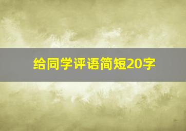 给同学评语简短20字