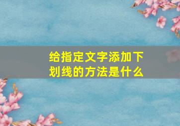 给指定文字添加下划线的方法是什么