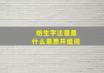 给生字注音是什么意思并组词