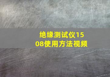 绝缘测试仪1508使用方法视频