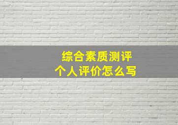 综合素质测评个人评价怎么写