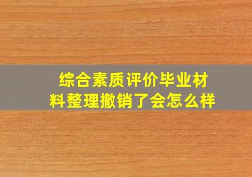 综合素质评价毕业材料整理撤销了会怎么样