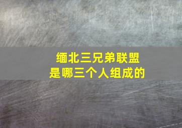 缅北三兄弟联盟是哪三个人组成的