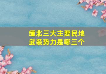 缅北三大主要民地武装势力是哪三个