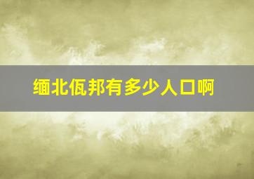 缅北佤邦有多少人口啊