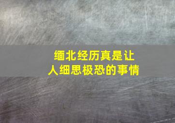 缅北经历真是让人细思极恐的事情