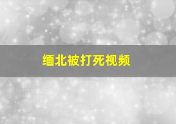 缅北被打死视频