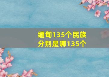 缅甸135个民族分别是哪135个