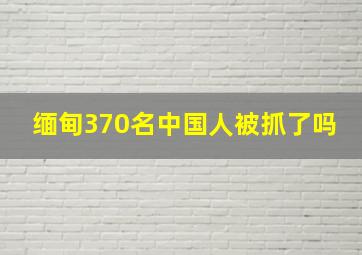 缅甸370名中国人被抓了吗