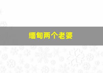 缅甸两个老婆