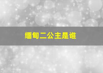 缅甸二公主是谁