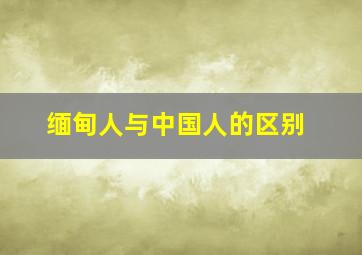 缅甸人与中国人的区别