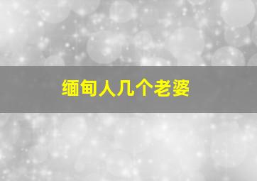 缅甸人几个老婆