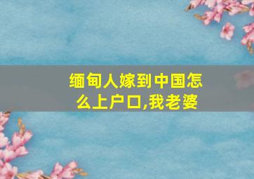 缅甸人嫁到中国怎么上户口,我老婆