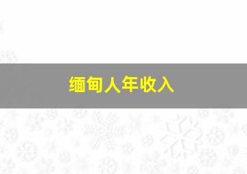 缅甸人年收入