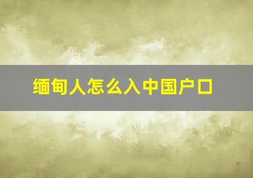 缅甸人怎么入中国户口