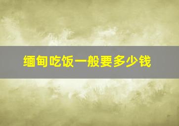 缅甸吃饭一般要多少钱