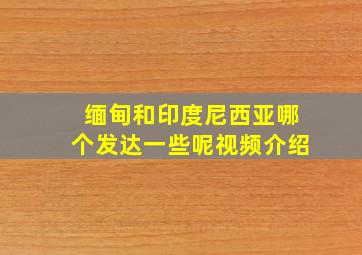 缅甸和印度尼西亚哪个发达一些呢视频介绍