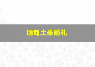 缅甸土豪婚礼