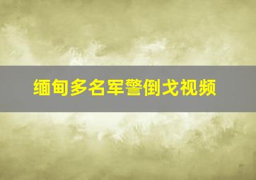 缅甸多名军警倒戈视频