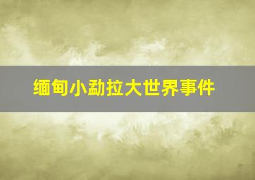 缅甸小勐拉大世界事件