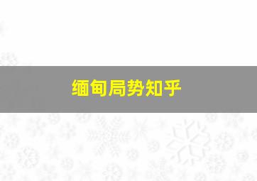 缅甸局势知乎