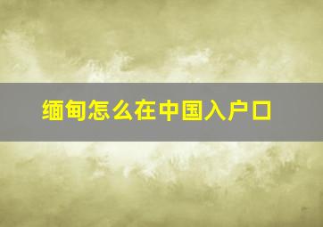 缅甸怎么在中国入户口