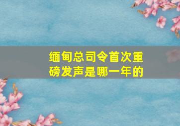 缅甸总司令首次重磅发声是哪一年的