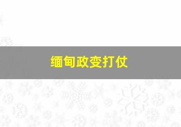 缅甸政变打仗