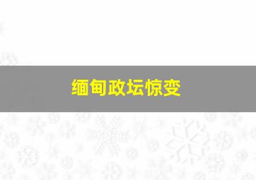 缅甸政坛惊变