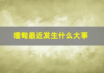 缅甸最近发生什么大事