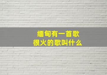 缅甸有一首歌很火的歌叫什么