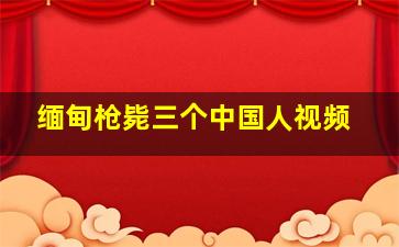 缅甸枪毙三个中国人视频