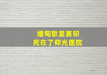 缅甸歌星赛卯死在了仰光医院