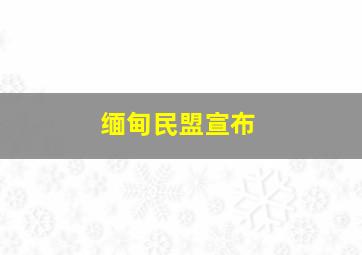 缅甸民盟宣布