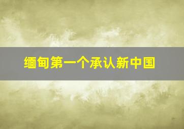 缅甸第一个承认新中国