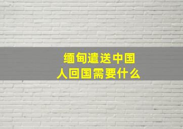 缅甸遣送中国人回国需要什么