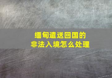 缅甸遣送回国的非法入境怎么处理