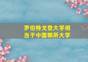 罗伯特戈登大学相当于中国哪所大学